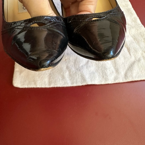 Size 37 1/2 Jimmy Choo Black Patent and Snakeskin Heels in Excellent condition! - Picture 6 of 8